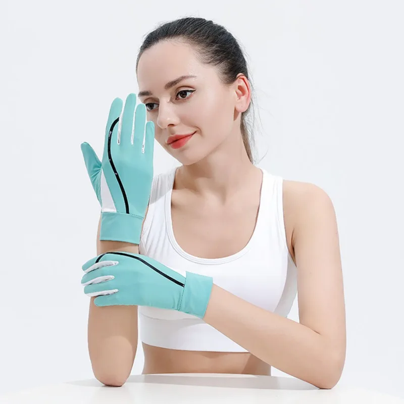 Summer Women's Sun Protection Gloves Anti-Uv Ice Silk Thin Breathable Full Finger Mitten Fingerless Sunscreen Female Gloves