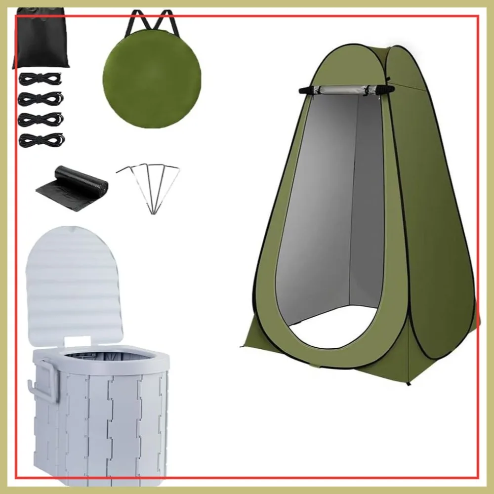 

Portable Camping Toilet Kit with Pop-Up Privacy Tent, Shower, and Waste Bags