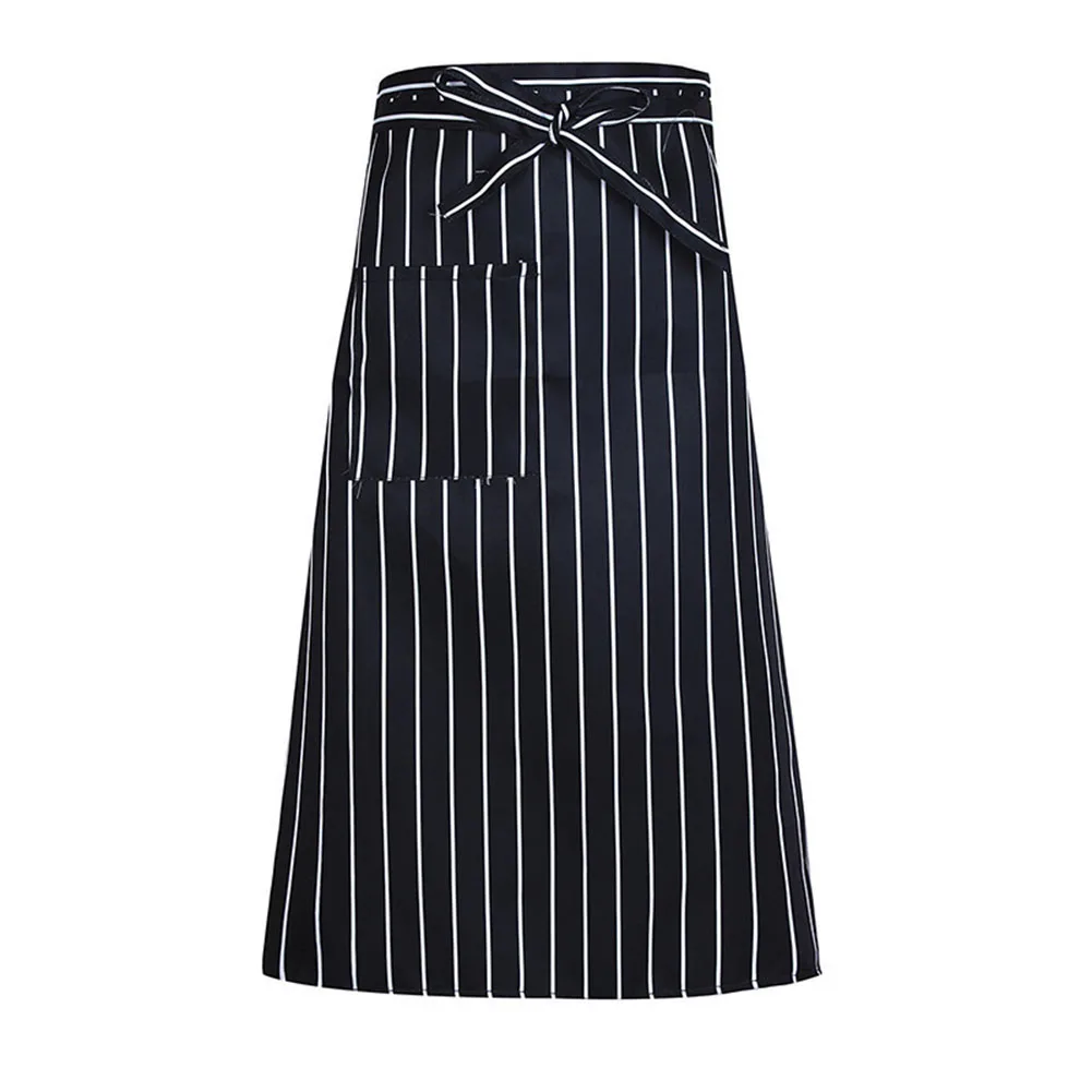 1pc Aprons Half-Length Long Waist Apron Catering Baking Bar Chefs Waiters Uniform Ladies Mens Short Waist Apron Kitchen Supplies