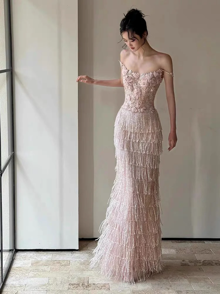 Robe de Manhã Pesadamente Decorada, Vestido de Casamento, Vestido de Noite para Mulheres, Personalizável e Faionável para C...