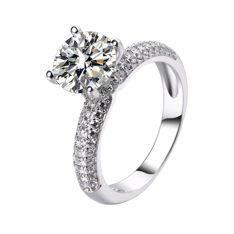 

S925 Sterling Silver Ring Four-Claw 2-Carat Moissanite Ring Wedding Engagement Ring