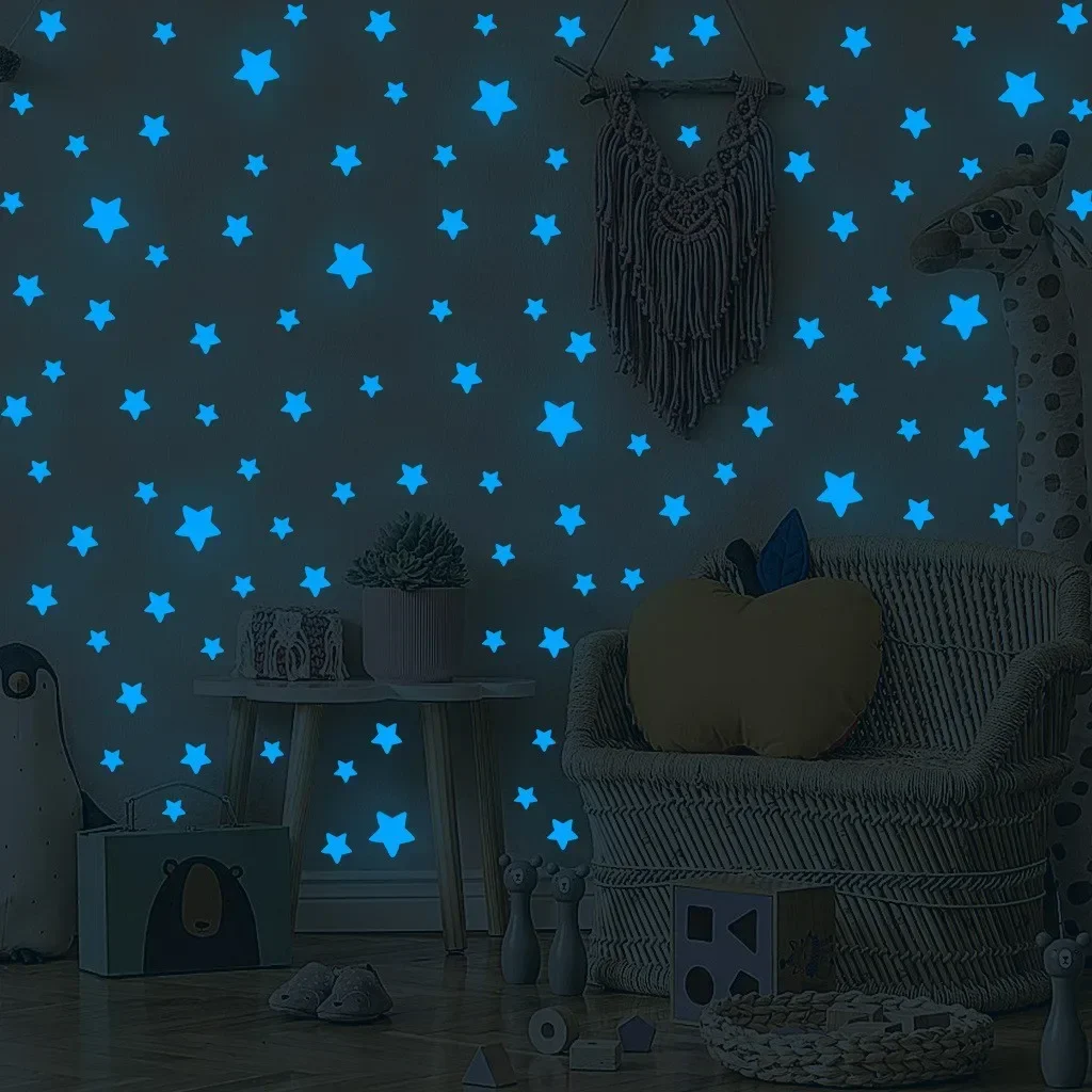 100pcs Luminous Wall Stickers Glow In The Dark Stars Sticker Decals for Kids Baby Rooms Colorful Fluorescent Stickers Home Decor