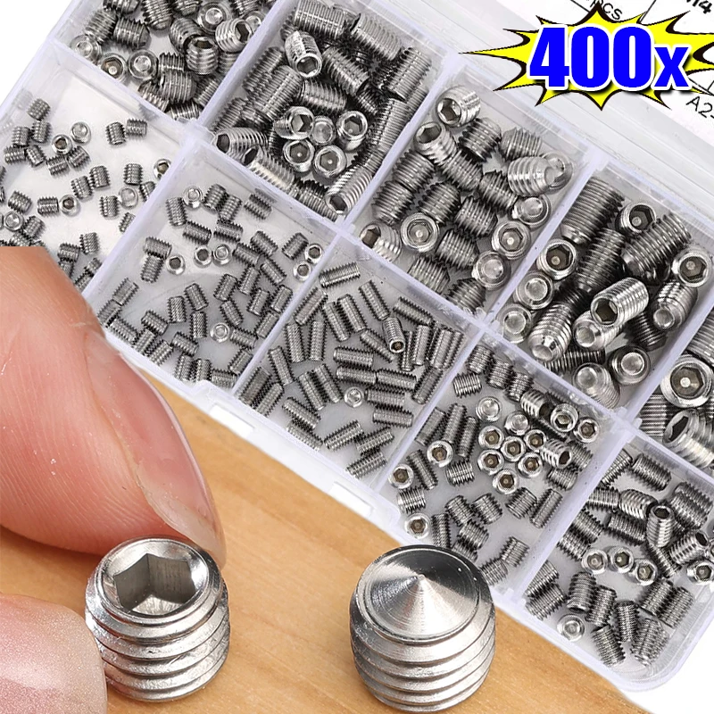 

M3-M8 Hex Socket Screw Set with Cone Point Fasteners Stainless Steel Hexagon Head Cone Point Grub Screws Hardware Wholesale