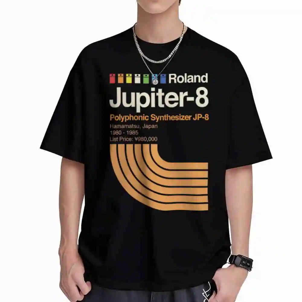 Roland Jupiter 8 Synthesizer Vintage 1980 1988 Short Sleeve Tee 100% Cotton T-Shirt