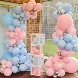 Baby Shower Decor Balloons Garland Pastel Pink Blue Silver Balloon Arch Kit Kids Birthday Party Gender Reveal Decoration Globos