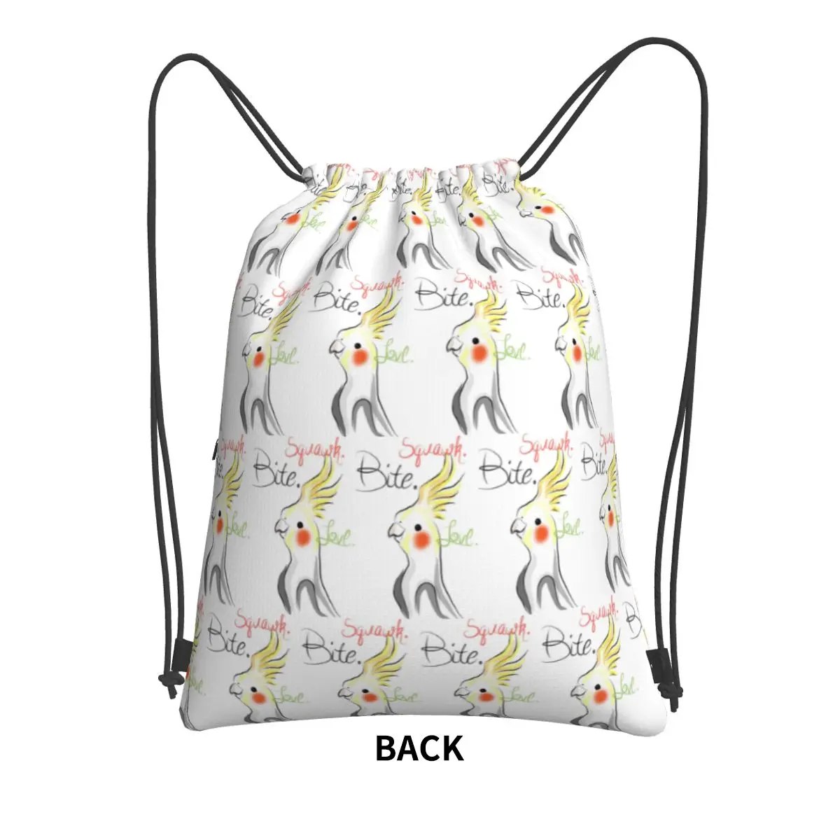 Cockatoo Cockatiel Parrot Squawk Bite Love Backpacks Fashion Drawstring Bags Storage Bag Book Bags for Man Woman School