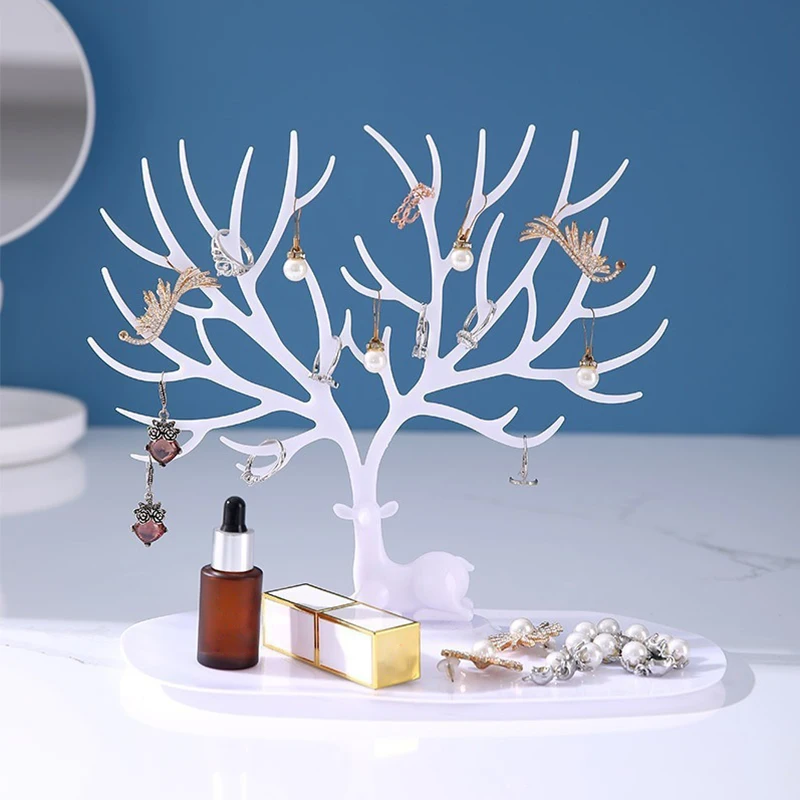 Makeup Organizer Antlers Jewelry Display Stand Tree Storage Racks Rings Earrings Necklace Storage Tray Desktop Organizer Holder