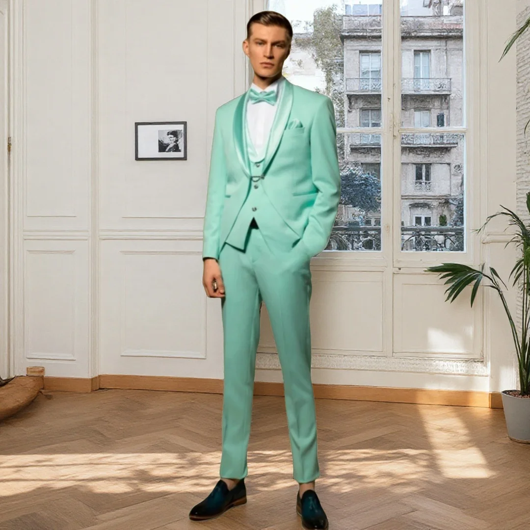 

New groom wedding Suit 3 Pieces For Men Dance Party Prom slim fit tuxedo costume homme mariage(Jacket +Pants +Vest)