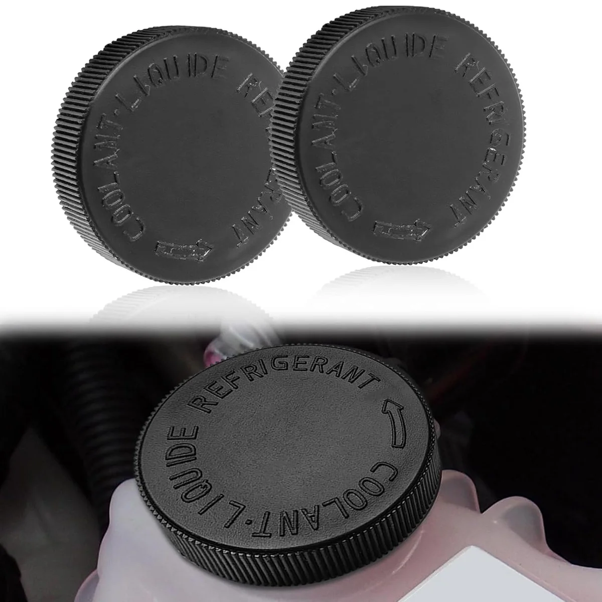 2PCS Engine Radiator Coolant Water Tank Black Reservoir Cap, for ,