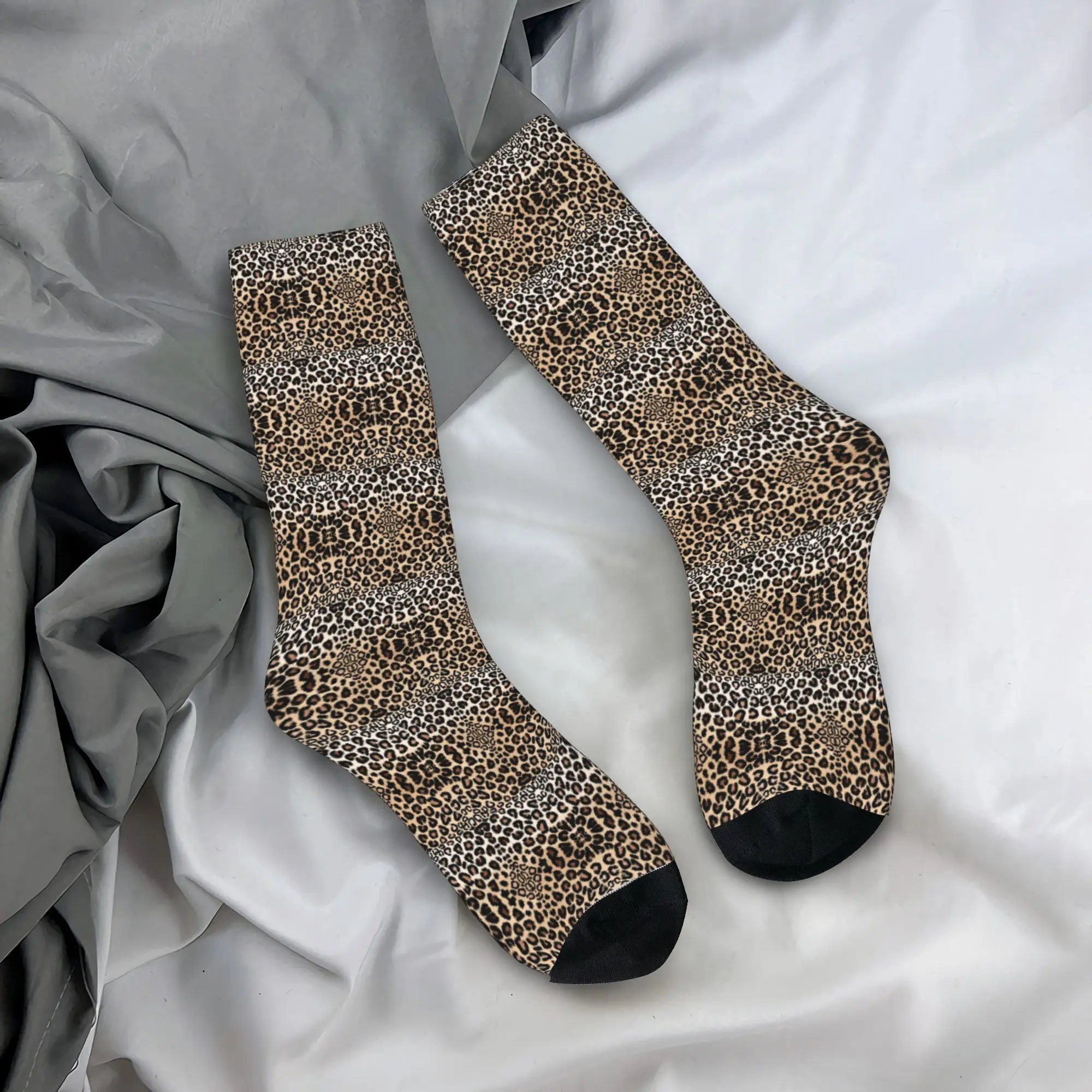 

cheetah pattern Leopard Texture Print Socks Harajuku Sweat Absorbing Stockings Sport Middle Tube Socks Soft Christmas Gifts