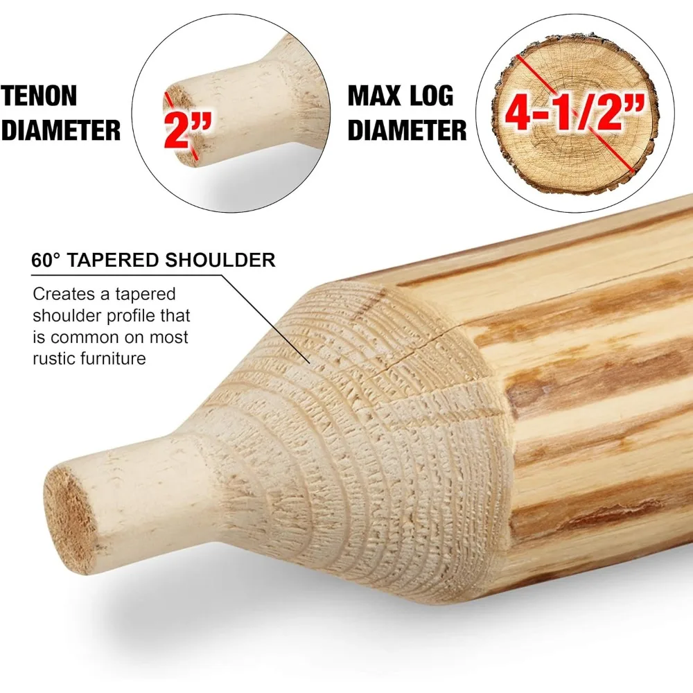 Aluminum Tenon Cutter for Log Furniture, 2-Inch Diameter, Heavy-Duty Powder Coated, 1/2-Inch Shank