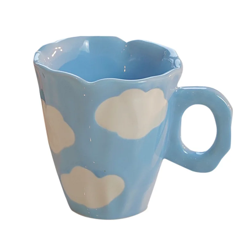 Yellow Cute Bear Orange Tulip Mug Creative Milk Cup Coffee Cup Irregular Cloud Ceramic Water Cup Home Decoration