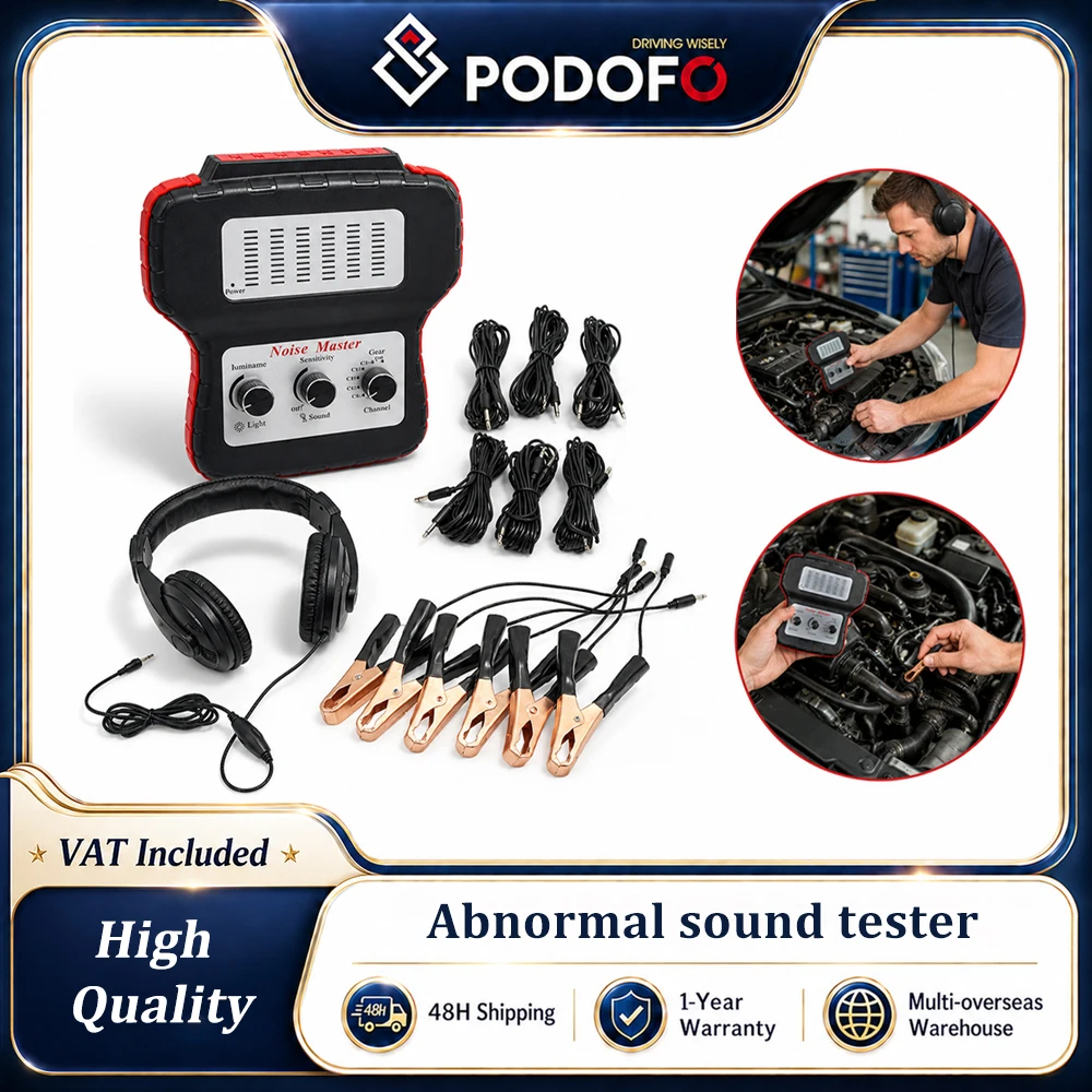 Podofo Kfz-Stethoskop, Kfz-Diagnose-Set für Fahrwerksysteme, Elektronisches Stethoskop-Diagnose-Kit mit Kopfhörern, Sechskanal-Stethoskop, Abnormaler-Schall-Tester