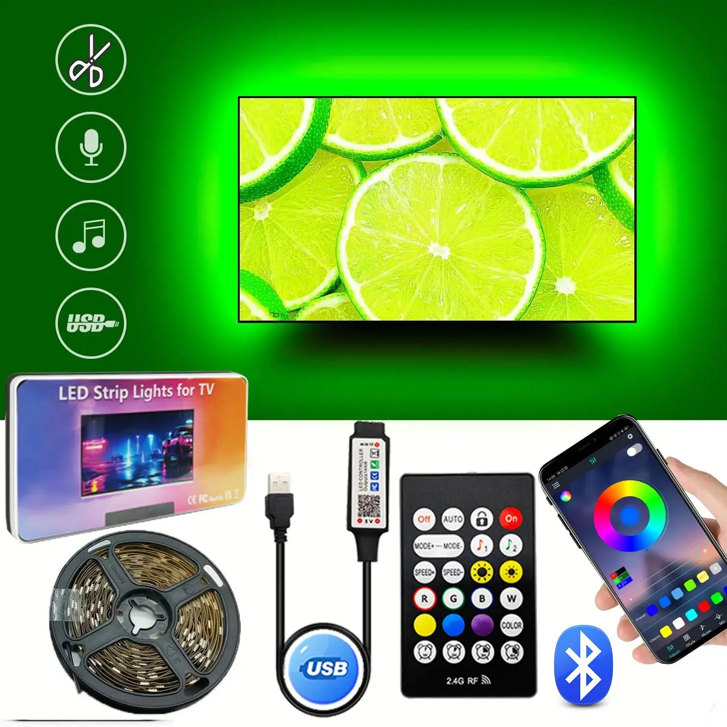 الذكية Led قطاع ضوء لمهرجان التلفزيون الخلفية 5050 RGB USB 5 فولت بلوتوث APP التحكم عن بعد Led الشريط ديود شريط مرن مصباح