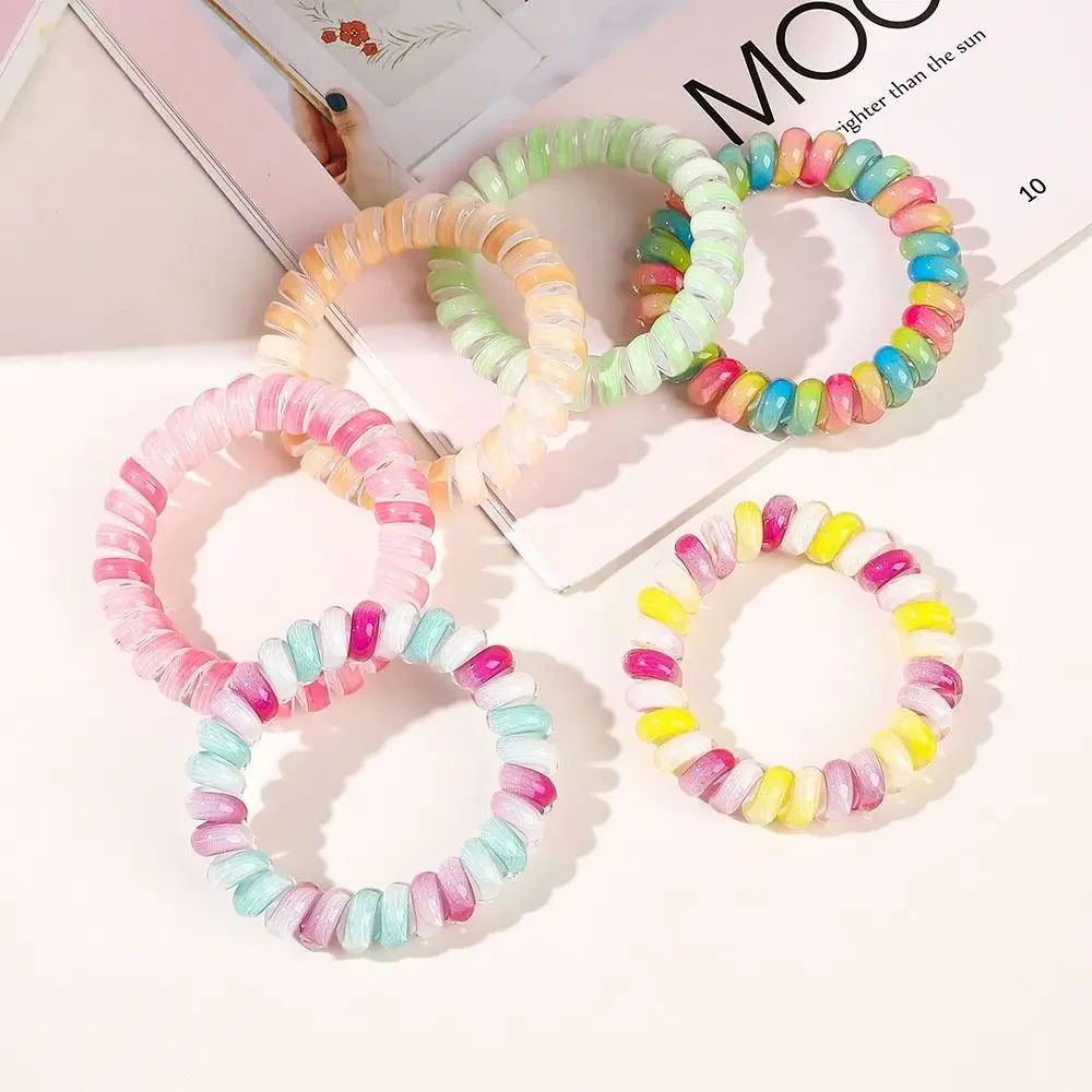 Hair Tie Stretch Spiral Cord Hair Ring Hair Rope Multicolor Elastic Hair Tie Headwear Elastic Multicolor Telephone Wire Girl