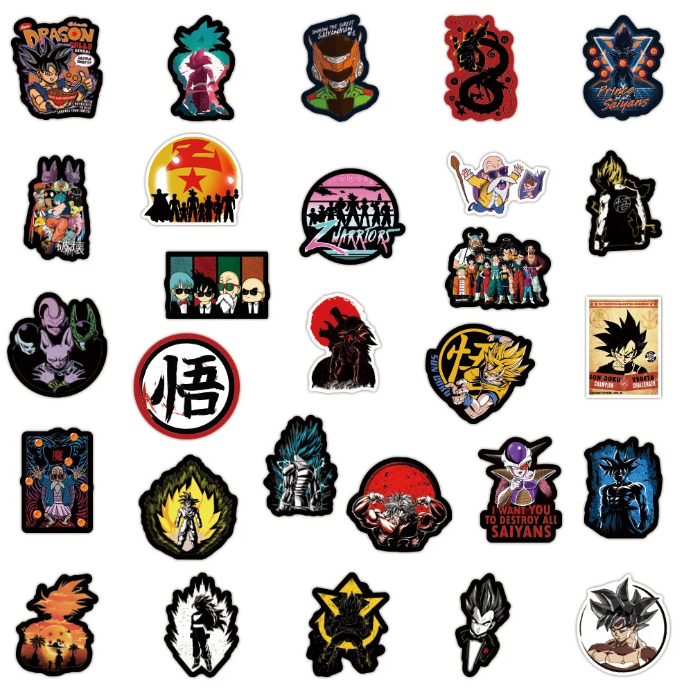 50/100pcs Anime Dragon Ball Stickers Cartoon Son Goku Decals Kids Toys Motorcycle Laptop Phone Guitar Cool Waterproof Sticker