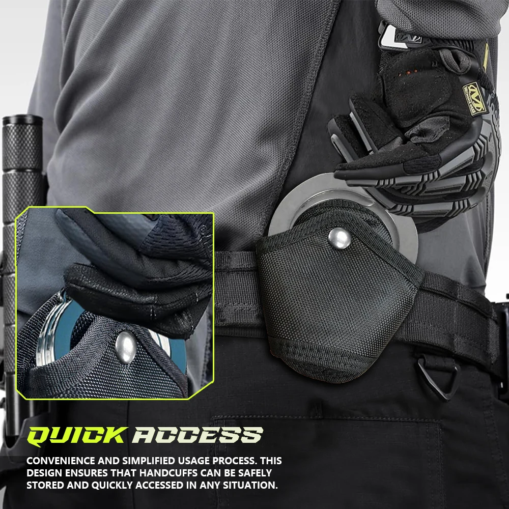 Tactical Molle Handcuff Holder,Quick Pull Out,Waist Pockets,Tool Key Phone Holder,Two Buttons,Adjustable,Fits 1.5inch Belt Loop image 5