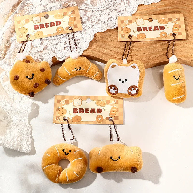 Lindo pan muñecos de peluche pequeños colgantes bolsos colgantes mochilas accesorios llaveros pareja muñecas muñecas