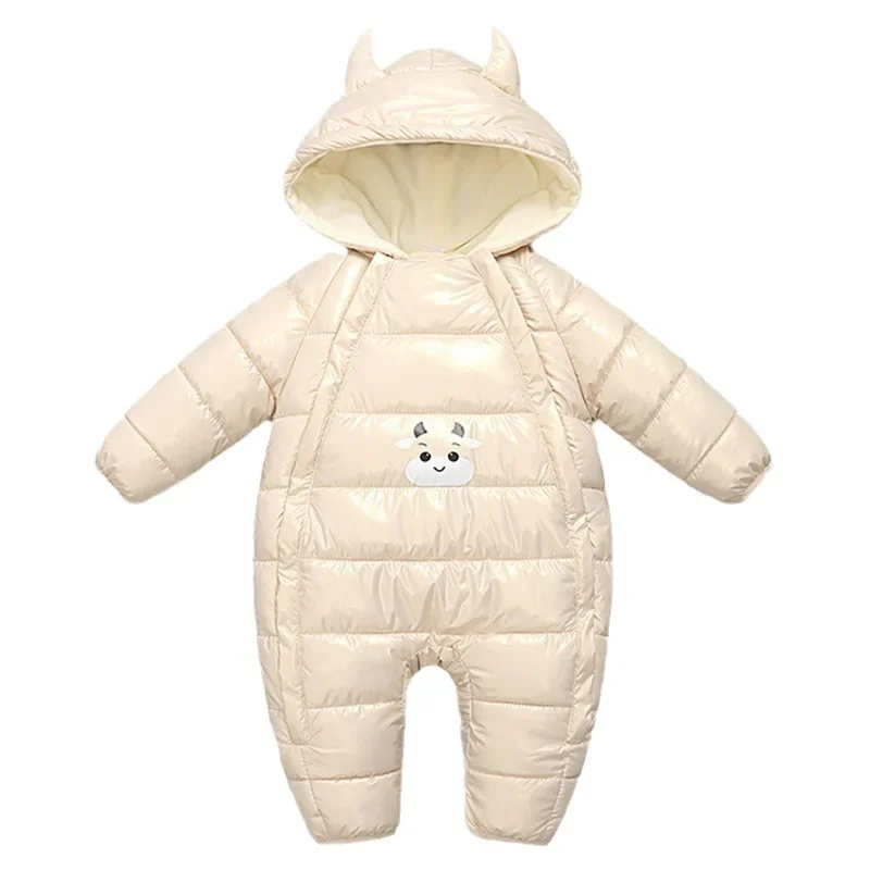 Winter Baby Girl Clothes Infant Toddler Thickened Jumpsuit Warm Cute Hooded Children Cotton Clothing Outdoors Boys Bodysuit 아기옷