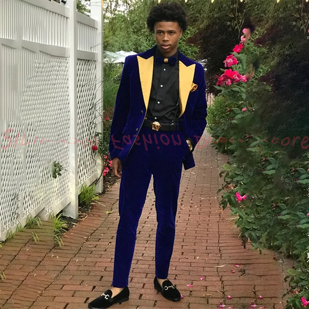 

Роскошные мужские бархатные костюмы, комплект из 2 предметов, куртка, брюки, деловая повседневная мужская одежда для торжественных случаев, банкетная одежда на заказ, Roupas Masculino