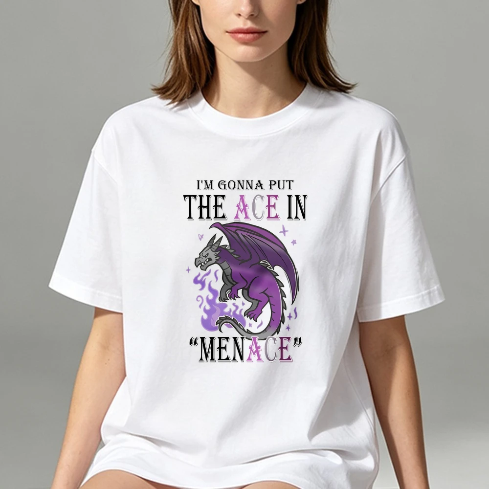 I'm Gonna Put The Ace In Menace Dragon Asexual Pride T-shirt Ace Pride Fantasy Shirt Fun LGBT Tee Asexual Gift Cotton Unisex Tee