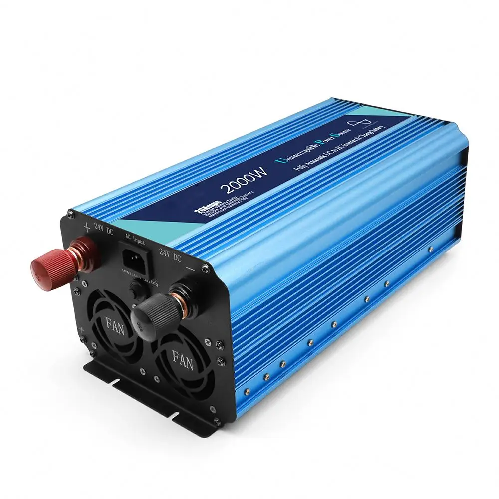 2000W Grid Home Appliance Solar Single Phase Pure Sine Wave DC/AC Triple Inverter USB Output 12V/24V/48V Input 90%