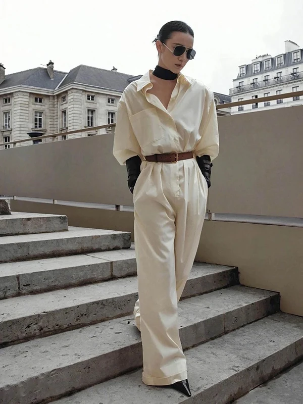 

Erosi Sophistied Lady Ne Модный простой комбинезон с широкими штанинами, подчеркивающий талию, стройнящий, длинный