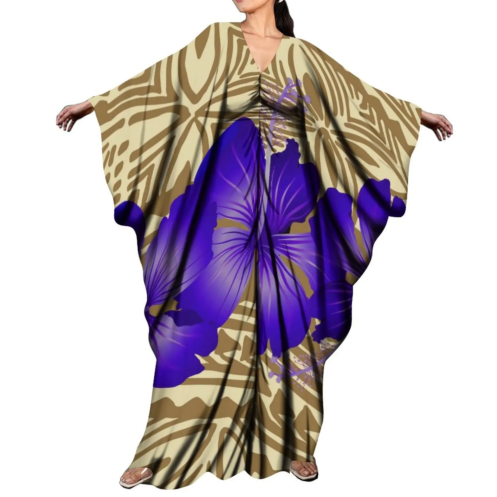 

Женское этническое платье с длинным рукавом, свободное платье с цветочным принтом в этническом стиле, лето-осень 2024