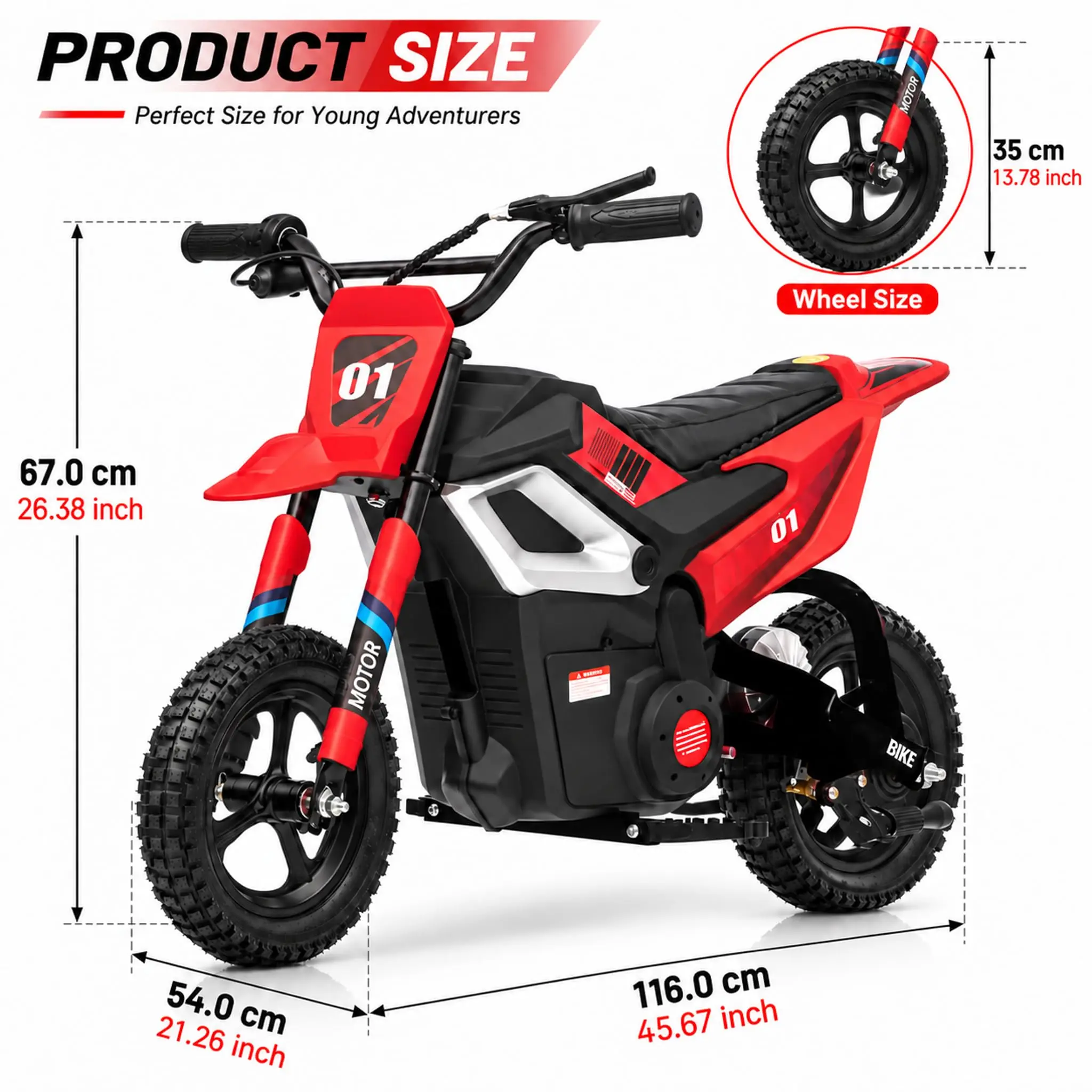 24V Kids Electric Dirt Bike for Ages 8-12, 350W Motor, 12MPH Ride-On Motorcycle for Outdoor Off-Road Fun, Rechargeable Battery Powered Toy for Beginners