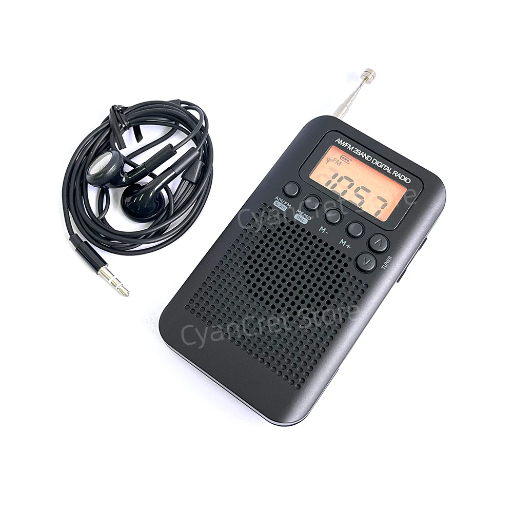 Portable Radio Mini Pocket FM AM Step 9/10KHZ Digital Receiver LCD Screen High sensitivity with Loudspeaker Telescopic antenna