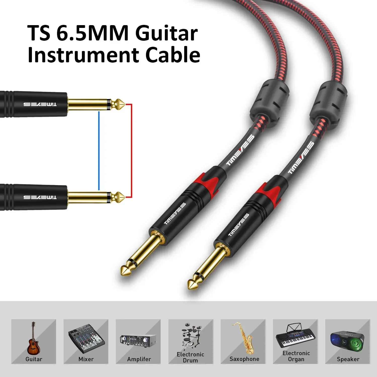 Guitar Instrument Cable 6.35mm Mono Jack 1/4\