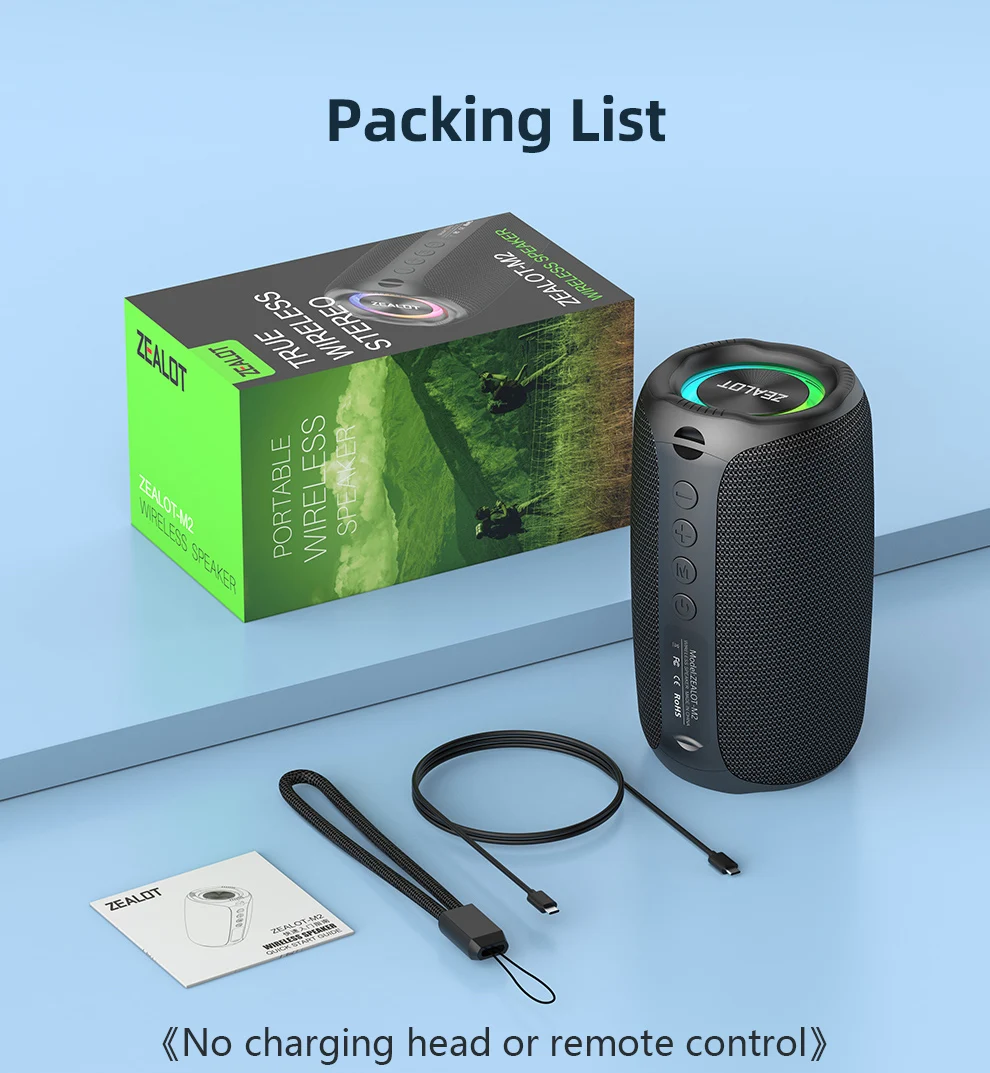 ZEALOT-M2 10W Tragbarer Bluetooth 5.4 Lautsprecher Outdoor Wasserdichter Kabelloser TWS Mini-Säulenlautsprecher Outdoor TF-Karte – Detail 3
