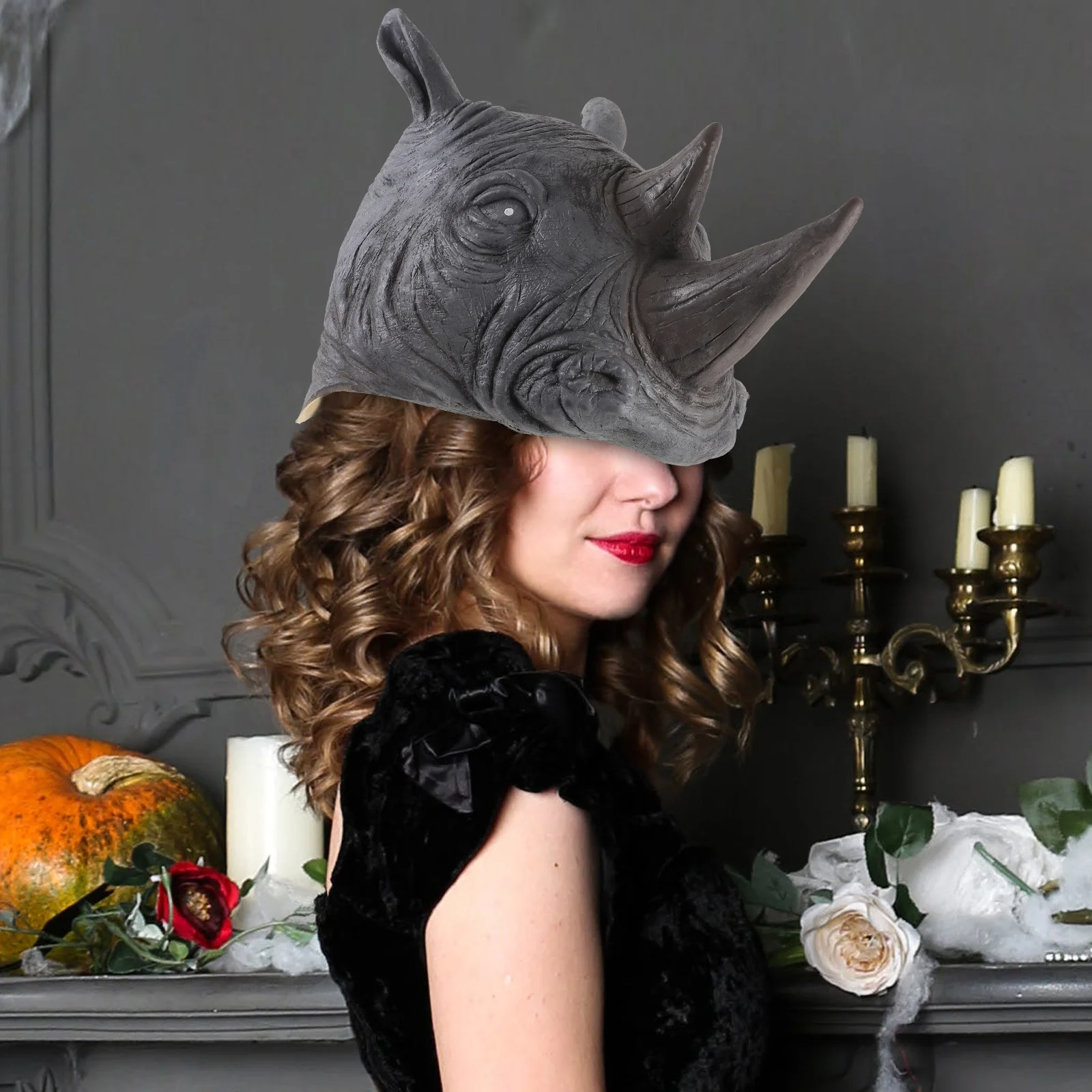 

Yardenfun забавная маска животного на Хэллоуин, страшный костюм на все лицо для взрослых, косплей, вечерние, вечерние, выпускной, головной убор, жуткая шляпа демона, нарядное платье