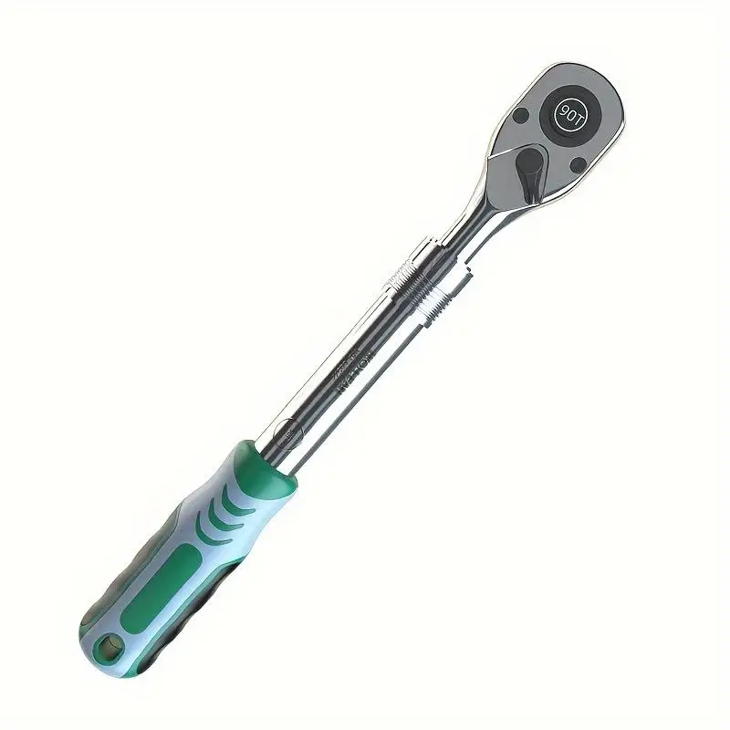 WOLLFAN 90 Tooth Ratchet Wrench 8 Inch Telescopic Socket Tool Adjustable Height Chrome Vanadium Steel Industrial Hand Tool For