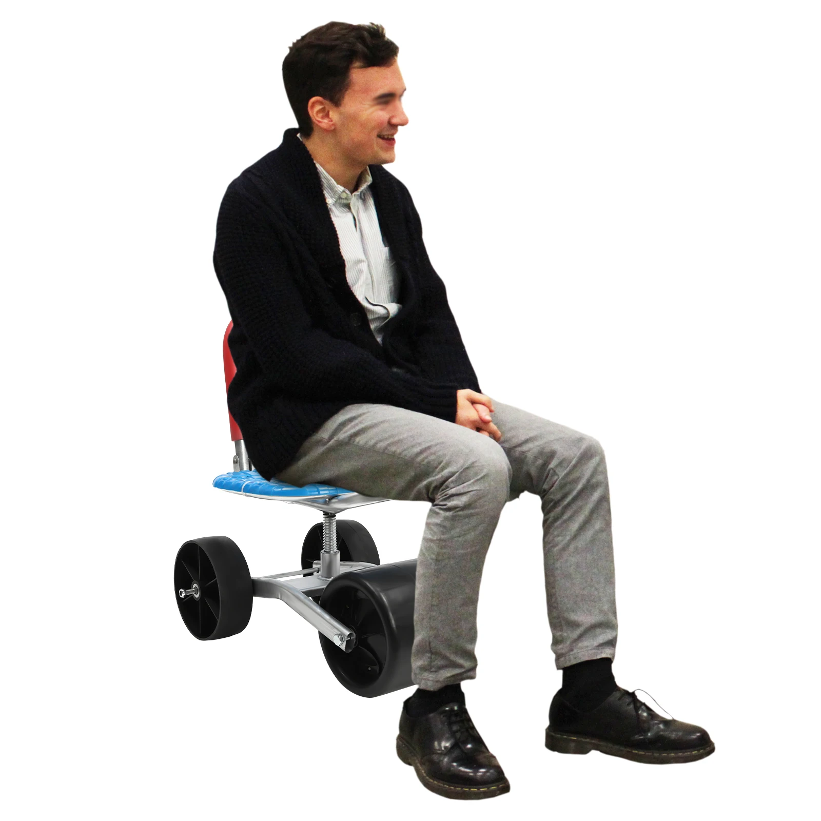 Carrello da giardino blu, nero, rosso Carrello con sedile da lavoro con sgabello con ruote 360 °   Aiuto da giardinaggio girevole per utenti operativi accovacciati