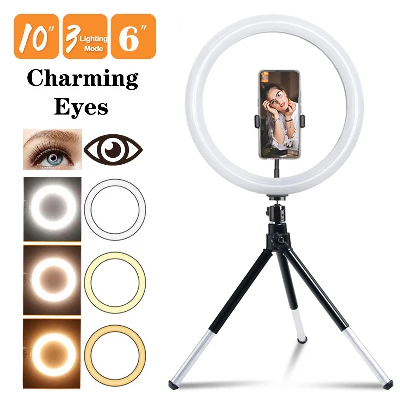 12 inch LED Ring light Photography Lighting Phone Ringlight With Tripod Stand USB Round Fill Lamp for Youtube TikTok Video Live