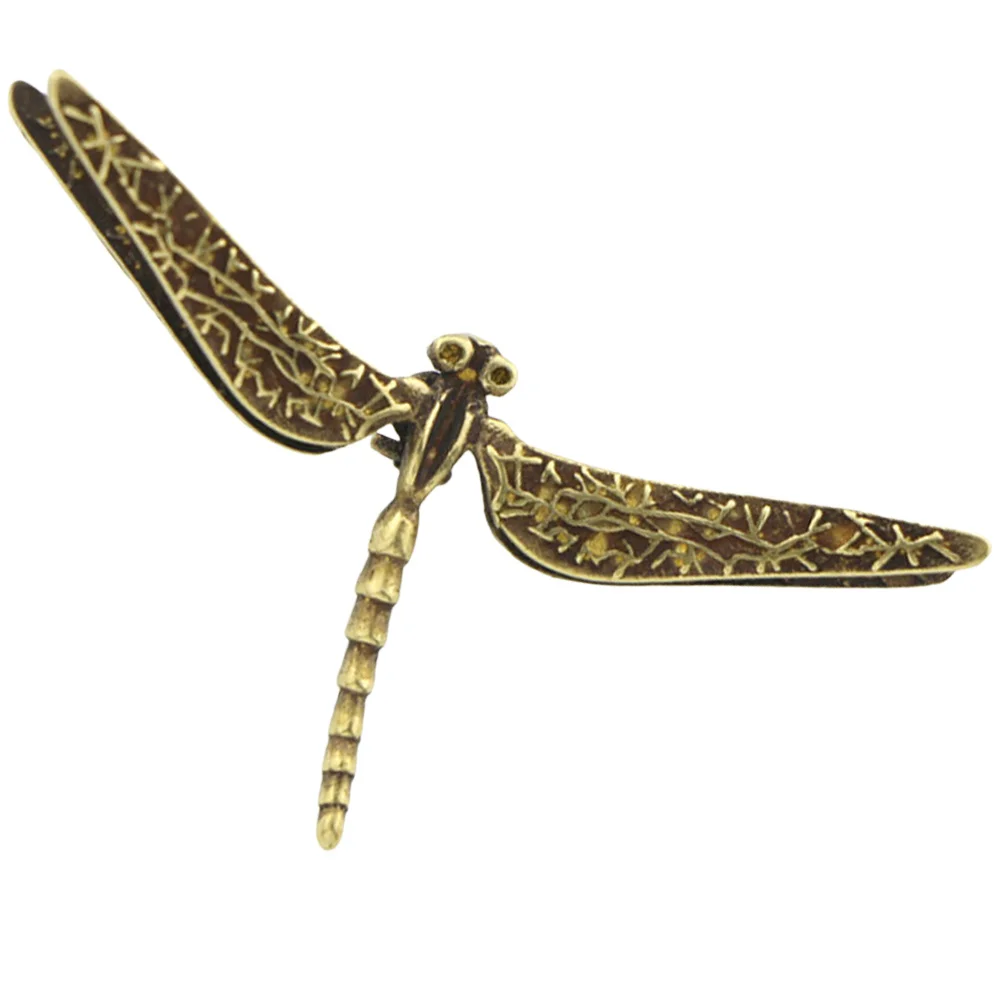 

Brass Dragonfly Statue Detailed Desktop Ornament Creative Metal Decoration Small Size Artistic Living Room Table Display