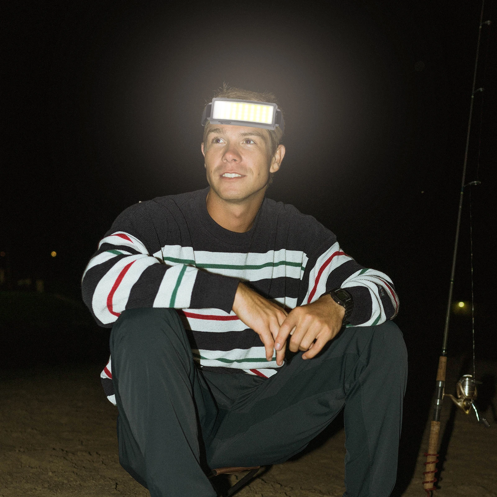 

Camping Headlamps Outdoor Headlight Hiking Running Night Black Portable Flashlight Fishing Waterproof Work