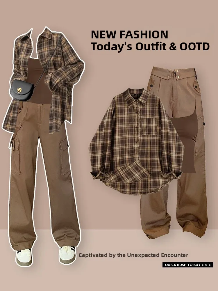 Busin Commute Set di protezione solare Gilet da donna scozzese lungo con cinturino Sve irt Pantaloni da lavoro dimagranti T-pezzo Faionable...