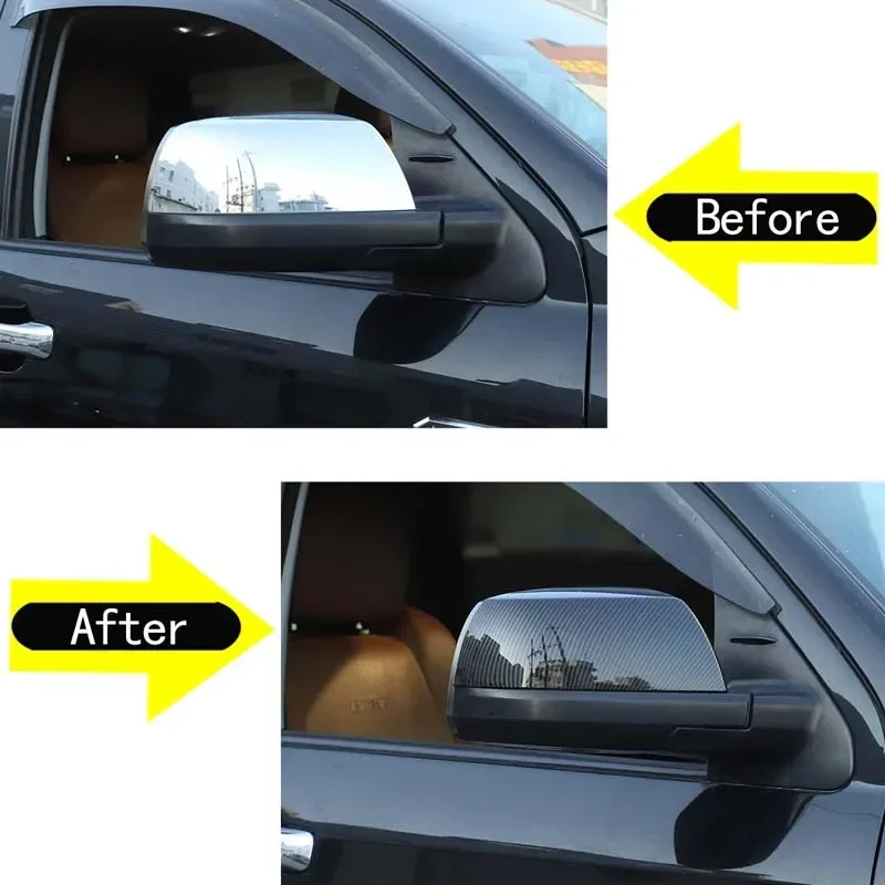 For Toyota Tundra 2007-2021 Toyota Sequoia 2008-2020 ABS Carbon Fiber Caon Fiber Car Mirror Cover Sticker Decorative Accessories