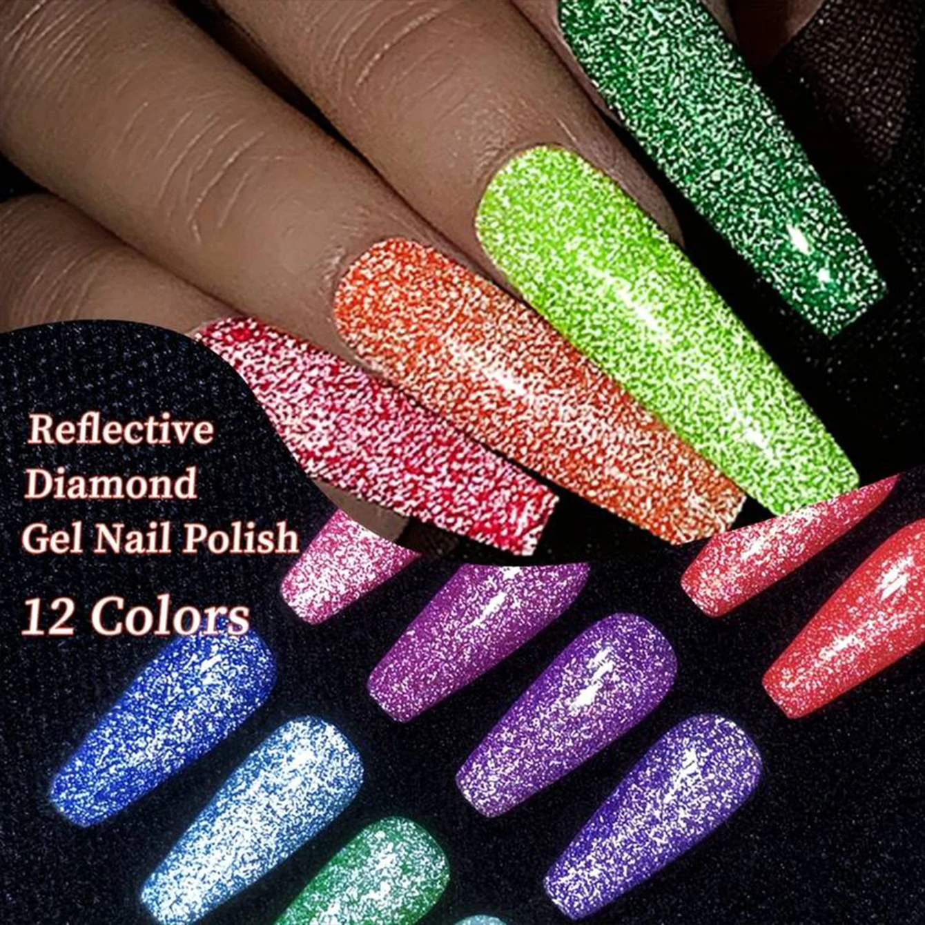 1-6pcs Reflective Broken Diamond Gel Nail Polish, Shimmer Flash UV LED Nail Gel for Salon DIY Manicure,Party Nail Art