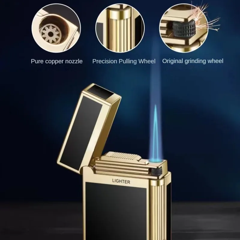 Hot Selling New Lighter Creative Butane Gas Windproof Straight Metal Lighter Men's Fun Gift Toy Cigarette Lighter