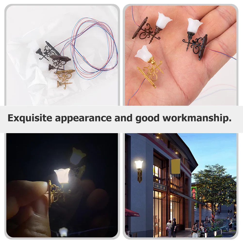 4 Piezas de Lámparas de Pared en Miniatura para Decoración de Mesa de Arena, Kit de Iluminación de Paisaje en Miniatura, Pequeñas Luces de Pared Luminosas para Casa en Miniatura DIY