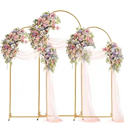 Juego de 1 pieza de soportes de arco de metal dorado para decoraciones de bodas y fiestas de cumpleaños (7,2 pies, 6,6 pies, 6 p