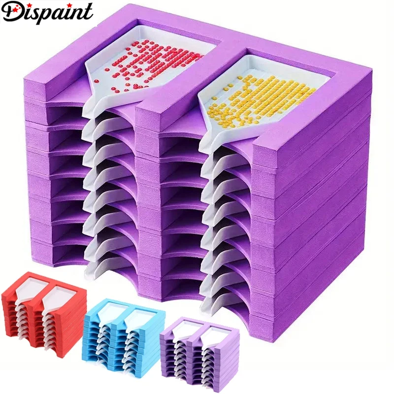 Dispaint 16 yuvaları Diy elmas boyama tepsi aracı matkap plaka aksesuarları depolama raf ile 16 adet tepsi DIY köpük organizatör zanaat