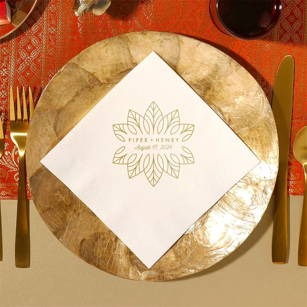 50PCS Personalized Luncheon Party Napkins - Merry Mandala Wedding Napkin, Party Decor, Custom Napkins, Engagement, Bridal Shower