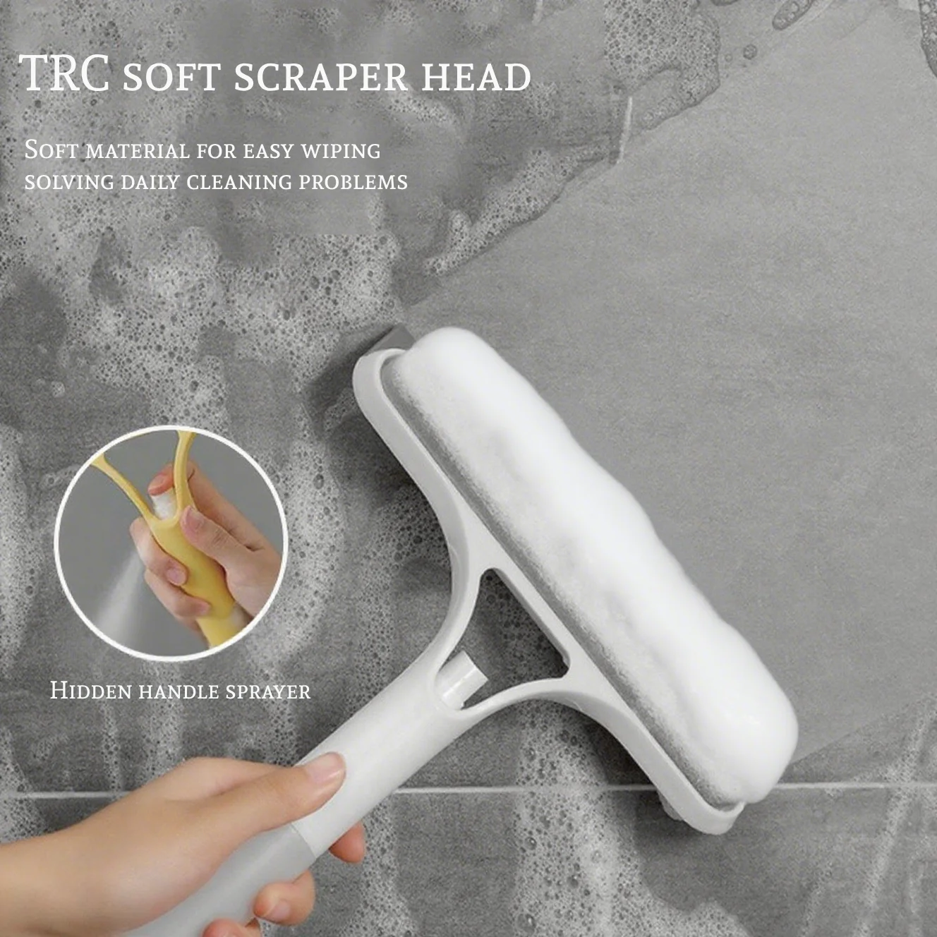 

3 in 1 Window Cleaner Tool with Sprayer, TPR Squeegee & Sponge Household Windshield Cleaning Scraper for Home Bathroom Auto