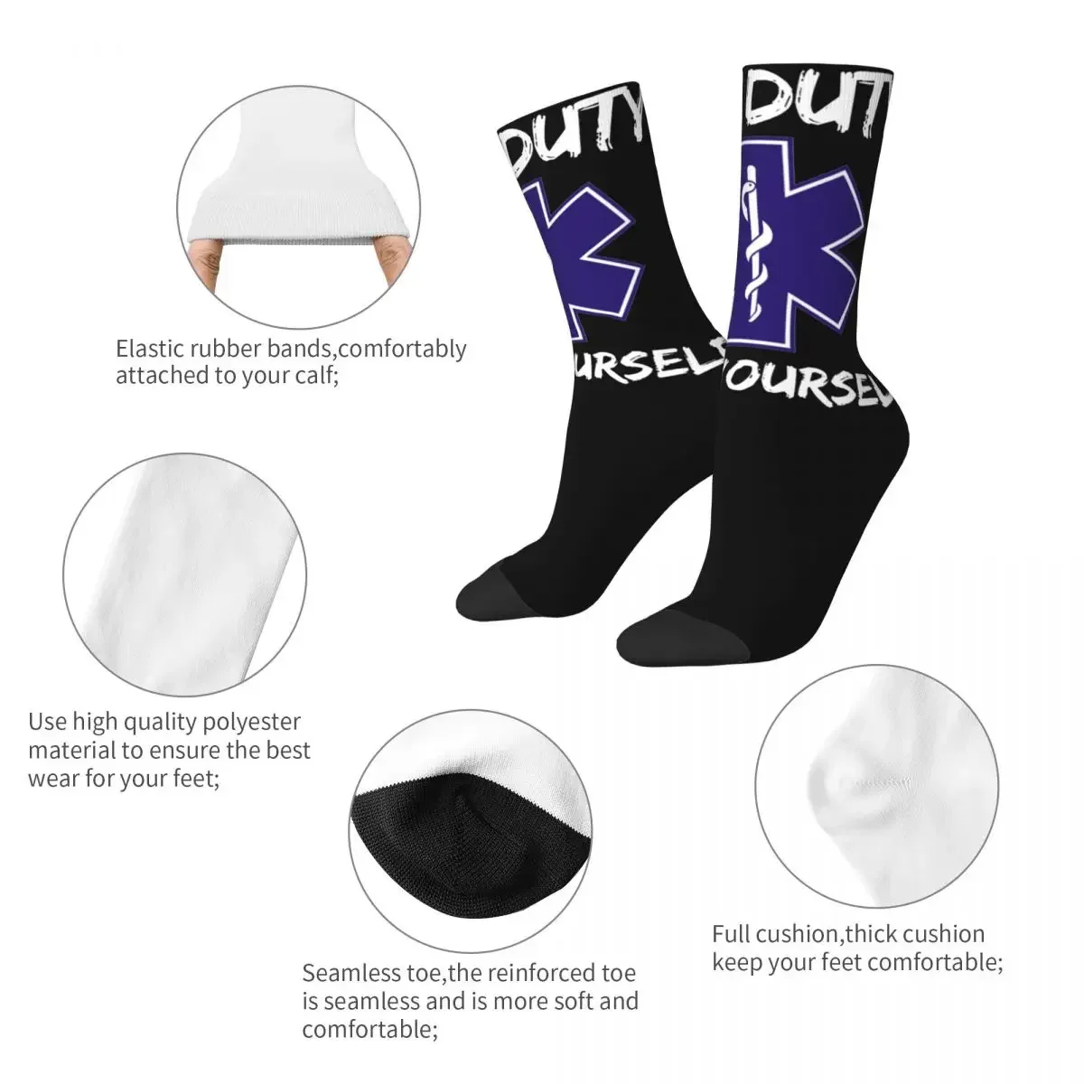 Funny Men's Women's Off Duty Save Yourself Dress Socks Paramedic EMT Merch Football Socks Comfortable Wonderful Gifts