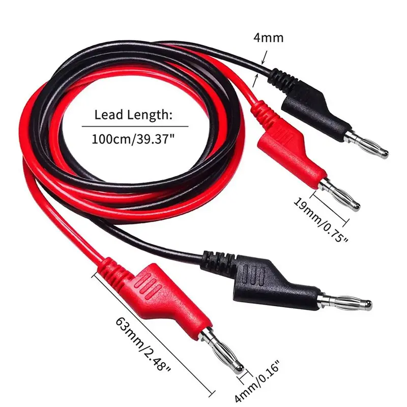 FAST-P1036 25PCS 4Mm Copper Banana Plug To Banana Plug Multimeter Test Leads Soft PVC Cable 1M Wire 1000V 15A