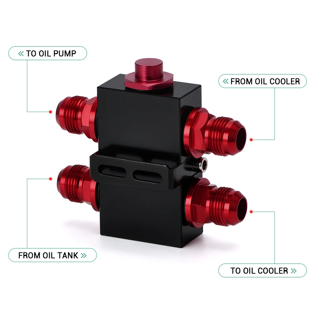 VR - Oil Filter Sandwich Adaptor With In-Line Oil Thermostat AN10 fitting Oil Sandwich Adapter VR5672BK